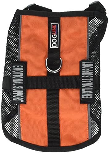Dogline MaxAire Multi-Purpose Mesh Vest for Dogs and 2 Removable Emotional Support Patches, Medium, Orange