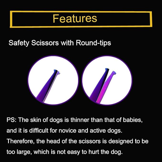 7.0" Dog Scissors Pet Grooming Kit Round-tip Safety Scissors Fishbone Teeth Shears with Forceps Hairdressing Hair Styling Tool Gift Set 5 Pieces (Gold)