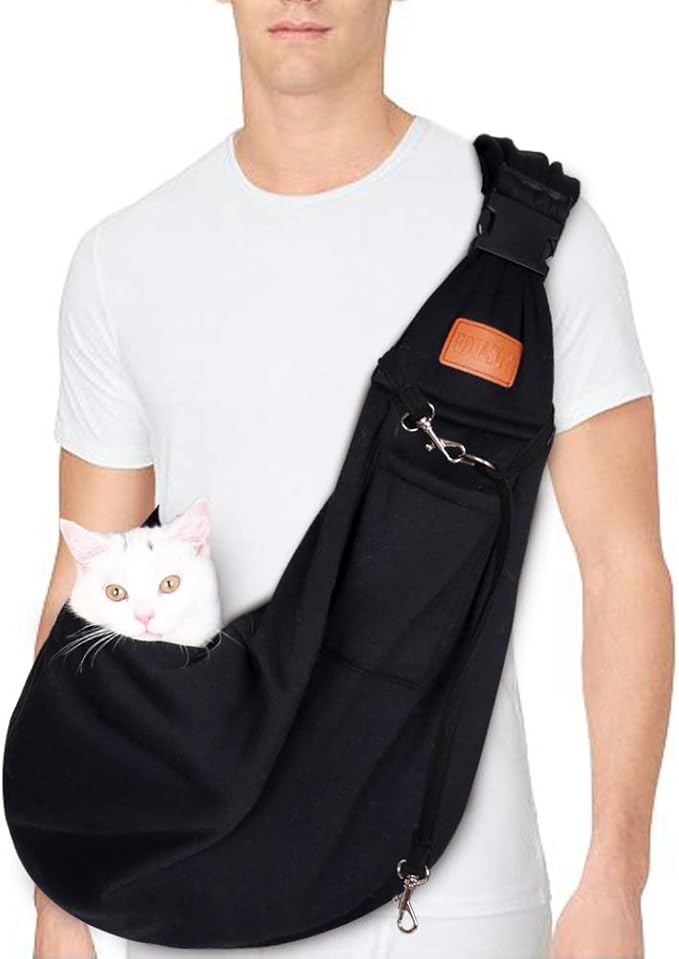 FDJASGY Small Dog Sling Cat Carrier Adjustable Strap Hands Free Reversible Pet Puppy Travel Bag Backpack for Outdoor Travel