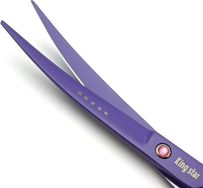 7.0in. Matt Purple Professional Pet Grooming Scissors Set,Straight & Thinning & Curved Scissors Set with Comb,case,A429