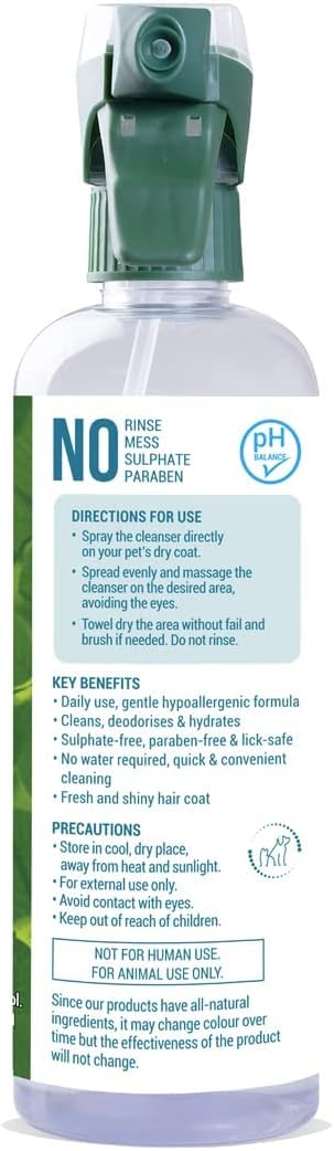 Natural Remedies Fresh Me Up Bloom Waterless Spray Cleanser for Dogs and Cats - Dry Shampoo- Grooming Bath Supplies- Pet Deodorizer, Lick Safe, Hypoallergenic & Sulphate Free, All Breeds,14.20 fl. oz.