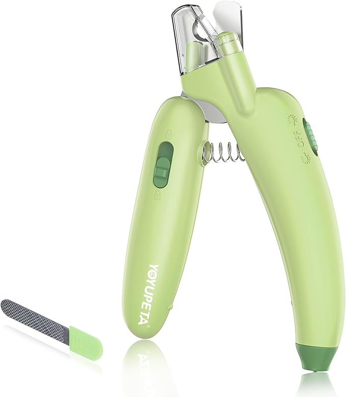 Dog Nail Clippers with LED Light & Nail File  Professional at-Home Pet Grooming Kit, Razor-Sharp Claw Trimmer & Built-in File for Safe, Stress-Free Trimming on Dogs Cats. Green