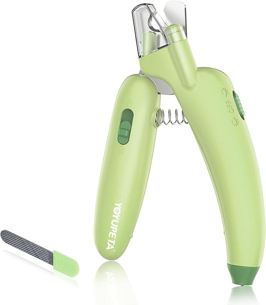Dog Nail Clippers with LED Light & Nail File  Professional at-Home Pet Grooming Kit, Razor-Sharp Claw Trimmer & Built-in File for Safe, Stress-Free Trimming on Dogs Cats. Green