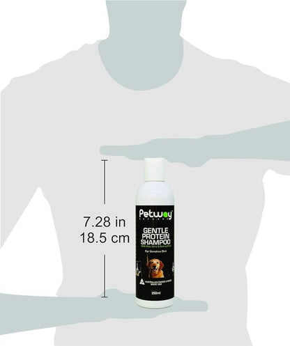 Petcare Dog Shampoo for Pets with Sensitive Skin, Gentle Protein Pet Shampoo with Baking Soda and Aloe Vera, Gluten Free, Eliminates Pet Odor, Dandruff, 250ml