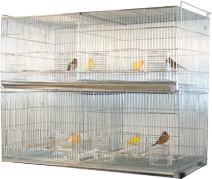 Lot-2 Extra Large 35.5"x18"x19"H No Rust Stainless Galvanized Zinc Stackable Breeder Bird Flight Cage Side Breeding Nest Box Door Removable Divider with Removable Rolling Stand