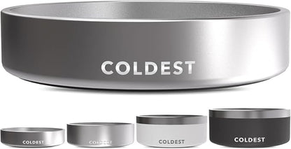 Coldest Dog Bowl - Anti Rust Metal, Non Slip, 3 Layers Insulated Stainless Steel Dog Bowls - Spill Proof & Heavy Duty - Water Bowl for Dogs, Cats, Dish Washer Safe (21 oz, Polished Stainless Steel)
