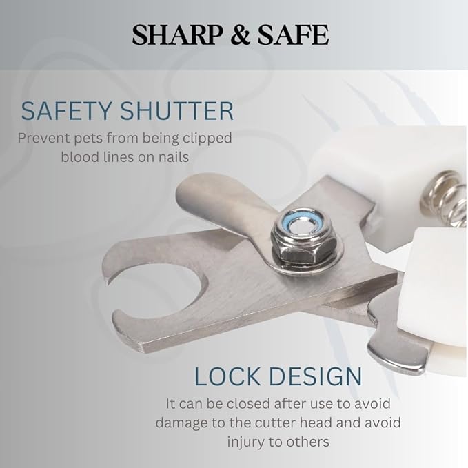 Pet Nail Clippers and Trimmers: Ensuring Safety with Guard, Includes Nail File and Sharp Blade - Ideal Grooming Tool for Cats and Dogs - Dog Nail Clippers, Cat Nail Trimmer, white & Blue