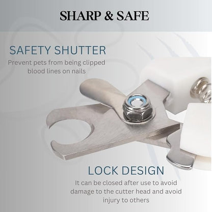 Pet Nail Clippers and Trimmers: Ensuring Safety with Guard, Includes Nail File and Sharp Blade - Ideal Grooming Tool for Cats and Dogs - Dog Nail Clippers, Cat Nail Trimmer, white & Blue