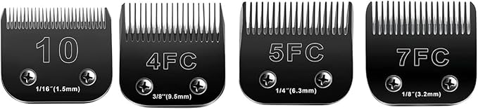 4PCS Dog Grooming Blades Compatible with Andis Dog Clippers Blades,Dog Clipper Blades Compatible with Oster A5,Wahl km10 Dog Clippers,Stainless-Steel Blade Sharp,Size:10+4FC+5FC+7FC