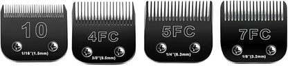 4PCS Dog Grooming Blades Compatible with Andis Dog Clippers Blades,Dog Clipper Blades Compatible with Oster A5,Wahl km10 Dog Clippers,Stainless-Steel Blade Sharp,Size:10+4FC+5FC+7FC