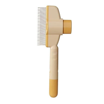 Pet Brush, Hair Grooming Brush Removal Comb, Cat Dog Brush for Massaging and Cleaning Shedding, Multifunctional with Release Button, Yellow