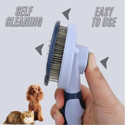 Dog & Cat Brush - Pet Grooming & Shedding Tool for Long & Short Hair - Deshedding Comb for Loose Fur - Professional Hair Remover for Pets (Blue)