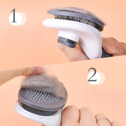 1 PCS Pet Grooming Brush One Click Hair Removal Deshedding Brush for Dogs & Cats, Tangle-Free Detangling Comb with Massage Tips & Stainless Steel Pins, Gentle Shedding Tool for Long/Short Hair (Pink)