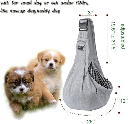 Dog Slings for Small Dogs,Adjustable Puppy Cat Sling Mesh Hands Free Chest Bag Escape Proof for Small Pet 10lbs Daily Walk,Outdoor Activity (Grey)