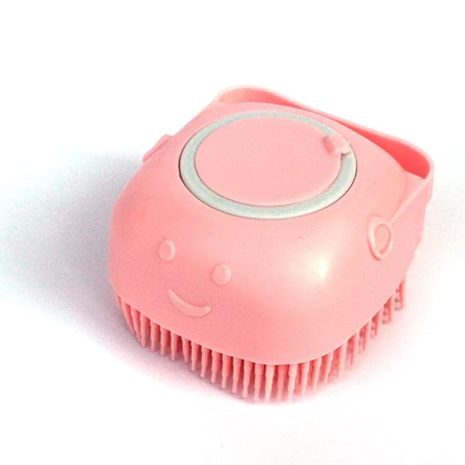 Dog Brush  Cat Brush  Shampoo Dispensing Scrubber  Soft Silicone Design  Hanging Loop  For All Skin Types  Grooming, Deshedding and Exfoliating, Pink
