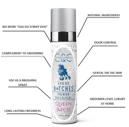 Eau Du Btches - Queen Btch Premium Dog Cologne, 3.4 fl oz - All-Natural & Alcohol-Free - Luxury Long Lasting Scent