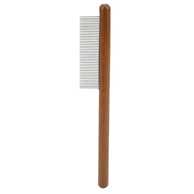 Pet Comb for Grooming Logh Haired - Dog and Cat Flea Comb - Removes and Prevents Matted Fur Brush - Stainless Steel Teeth Grooming Comb for Pet Cleaning Styling Hair