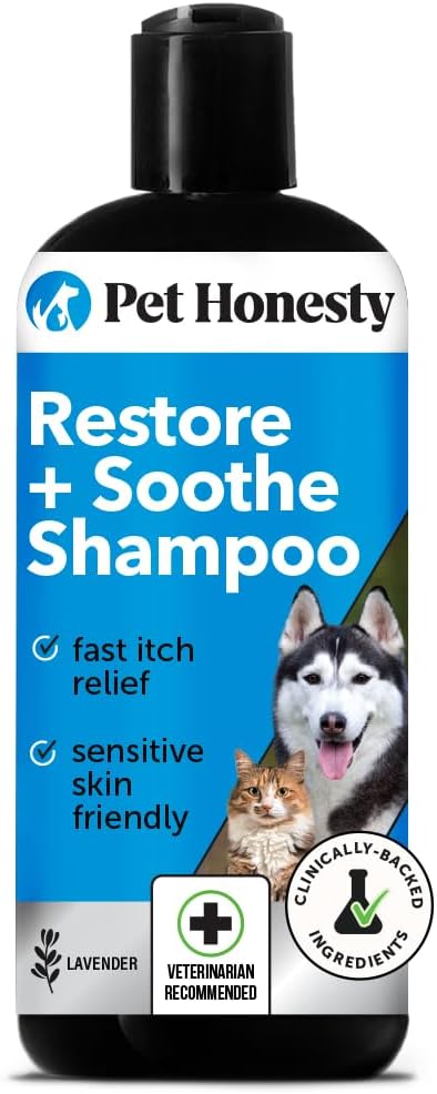 Restore + Soothe Shampoo for Sensitive Skin for Dogs & Cats - Dog Skin and Coat Supplement - Soothes Itching, Irritation and Hot Spots (Lavender) - 12oz