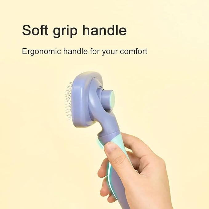 360-degree Rotating Head Self-Cleaning Dog&Cat Slicker Brush, Cat Brush with Release Button, Indoor Cats Shedding, for Cat and Dog Grooming (Navy & Yellow)