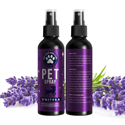 Pet Deodorizing Spray _avender Essential Oil | Odor Eliminator for Cats & Dogs, For All Ages, Sizes and Breeds| Safe for Bedding, Furniture & Pet Areas | 250ml