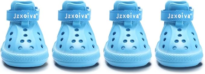 JZXOIVA Dog Shoes for Hot Pavement, Dog Booties for Medium Dogs, Breathable Dog Boots & Paw Protectors, Adjustable Non-Slip Dog Rain Booties, Waterproof Pets Sandals for Beach Blue Size 6