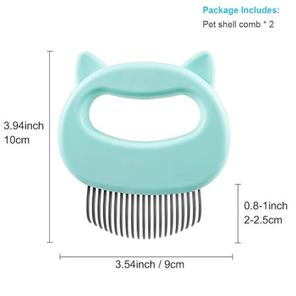 2 Pcs Cat Combs, Soft Fine Teeth Cat Hair Comb Pet Massage Comb, Short Long Hair Removal Massage Cat Shell Comb, Dog Cat Deshedding Brush Grooming Comb for Shedding Matted Fur, Knots & Tangles (green)