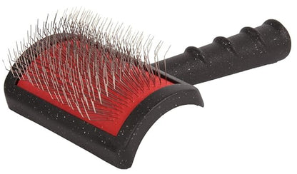 Yento Mega Pin Slicker Dog Brush, For Poodle and Doodles, Puppy Essential, Professional Ergonomic Handle Dog Brush for Shedding and Removing Loose Fur, Extra Curved, Medium