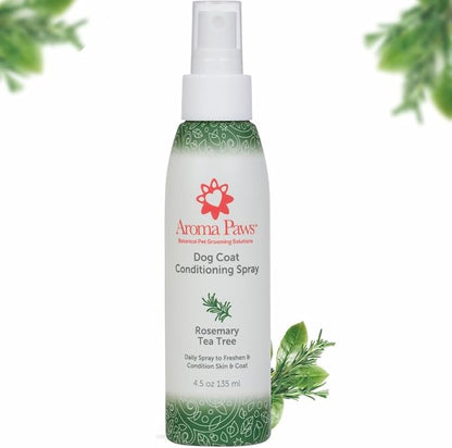 Scented Dog Coat Spray  Cleansing, Conditioning, Moisturizing  Toxin Free, Healthy Ingredients  Aromatic Grooming Puppy Spray  Loosens Knots, Tangles  4.5 Oz., Rosemary Tea Tree