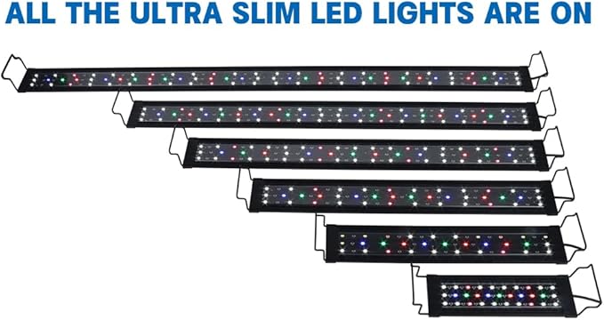 WaterRebirth Wireless Remote Full Spectrum Aquarium LED Light Strip - Ultra-Thin Design with Timer & RGB Modes for Fish Tank Plants (48-54INCH)