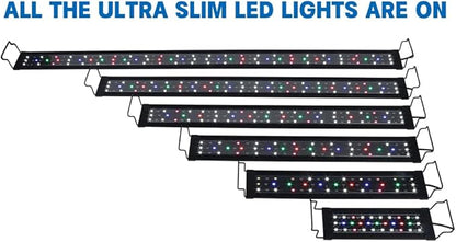 WaterRebirth Wireless Remote Full Spectrum Aquarium LED Light Strip - Ultra-Thin Design with Timer & RGB Modes for Fish Tank Plants (48-54INCH)