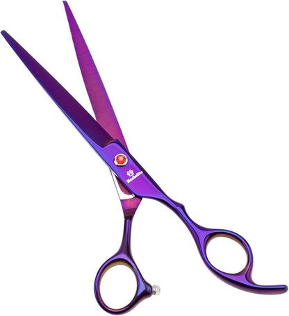 8.0 in 9CR Titanium Professional dog grooming scissors set,Grooming Scissors for Dogs Cats,Pet nail clippers,Shears, Straight,Curved,Thinning Shears,Comb for Full Body,Face, Nose,Ear,Paw