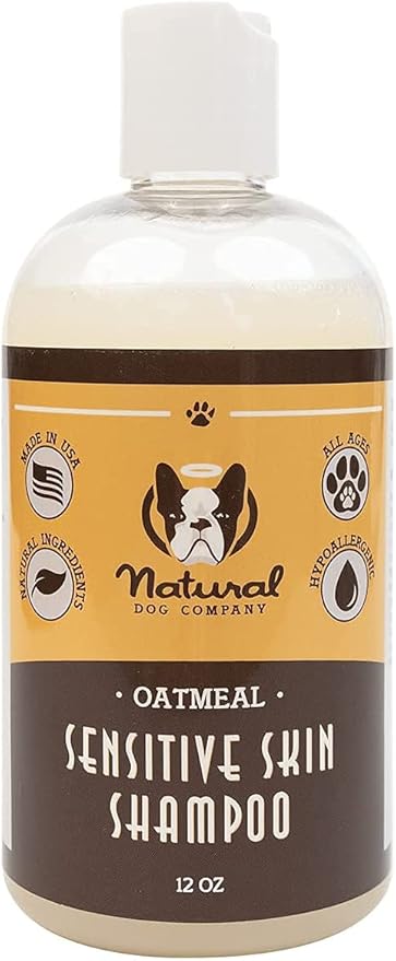 Natural Dog Company Oatmeal Shampoo for Dogs with Sensitive Skin, Ideal Anti Itch and Puppy Shampoo Oatmeal Itch Relief Dog Dandruff Shampoo, Aloe Itchy Skin Relief for Dogs 12 oz