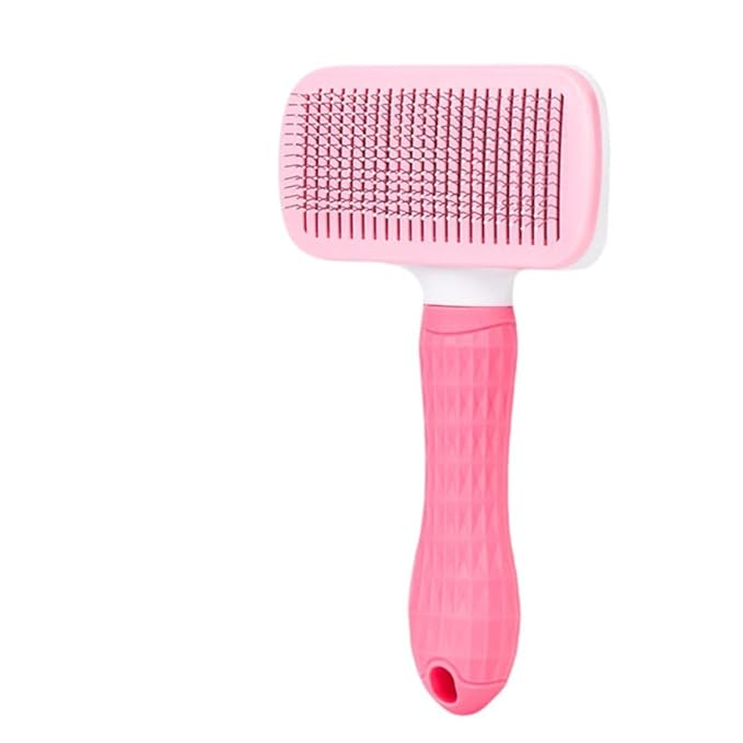 1 PCS Pet Grooming Brush One Click Hair Removal Deshedding Brush for Dogs & Cats, Tangle-Free Detangling Comb with Massage Tips & Stainless Steel Pins, Gentle Shedding Tool for Long/Short Hair (Pink)