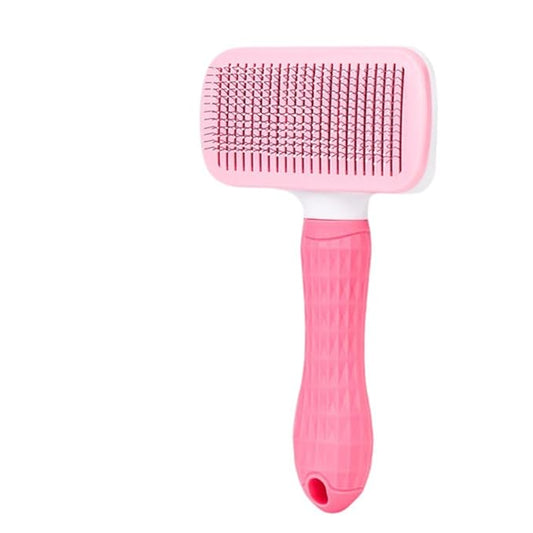 1 PCS Pet Grooming Brush One Click Hair Removal Deshedding Brush for Dogs & Cats, Tangle-Free Detangling Comb with Massage Tips & Stainless Steel Pins, Gentle Shedding Tool for Long/Short Hair (Pink)