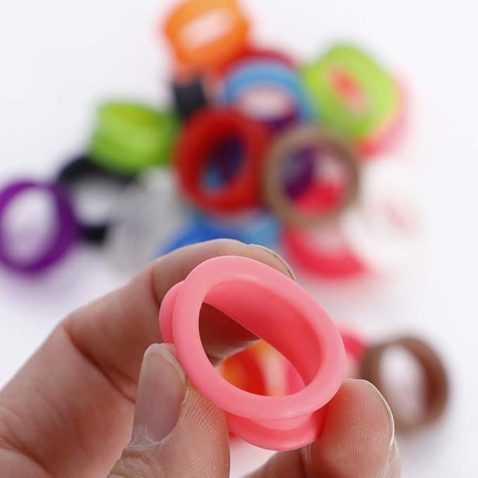 12Pcs Soft Silicone Scissors Finger Ring Barber Hair Shears Scissors Thumb Ring Shear Grips Inserts Finger Protector Ring Scissor Accessories for Grooming Scissors Pet Shears, Random Color