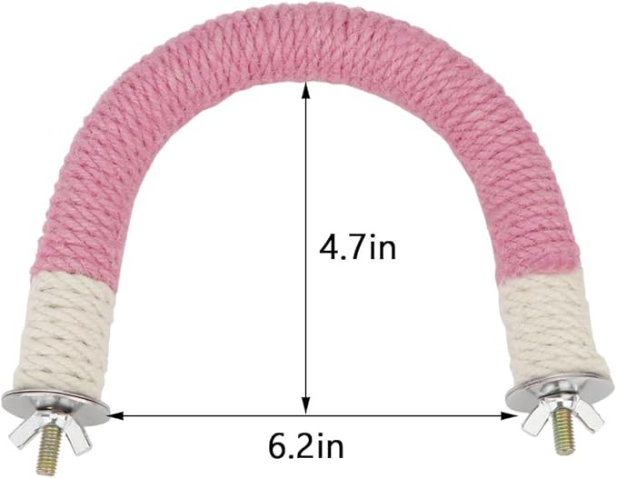 Hypeety Bird Perches Parrot U Shape Natural Wood Hemp Rope Stand Perch Bird Stick Paw Grinding Perch Birdcage Accessories Perch Standing Toy for Budgies Parakeet Cockatiel Conures