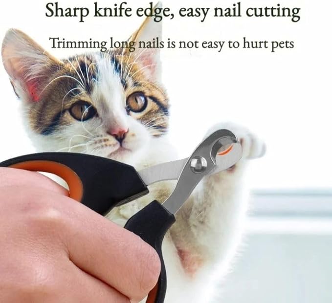 Dog Nail Trimmers and Cat Nail Clipper Set - Professional Dog Nail Clippers for Small Breeds, Heavy Duty Pet Trimmers, Safe Cat Claw Clippers, Ideal for Cats, Dogs, Puppies, Rabbits, (Orange/White)