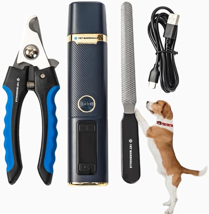 Electric Pet Nail Grinder Kit, 3 Speed Settings, 2000mAh Battery, LED Light, Dogs and Cats