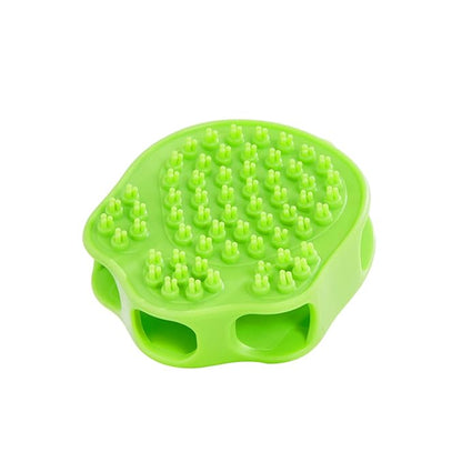Double Sided Green Pet Bath Comb Brush Soothing Massage Rubber Comb for Long Short Haired Dogs and Cats