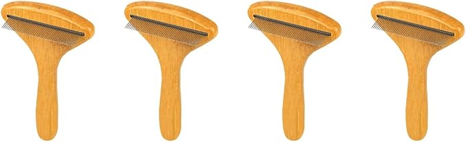 Beaupretty 4pcs pet comb undercoat rake for cat shedding comb with handle dog brush dog grooming rake dog hair remover Puppy Grooming Comb Stainless steel bridegroom Accessories Metal