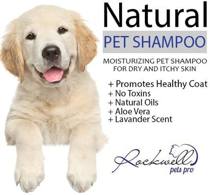 Dog Shampoo for Dry and Itchy Skin Made in The USA by Rockwell Pets Pro (16 fl oz) ideal paw cleaner for dogs with Aloe Vera Argan Oil Natural Willow Meadowsweet Chaparral and Olive Extracts