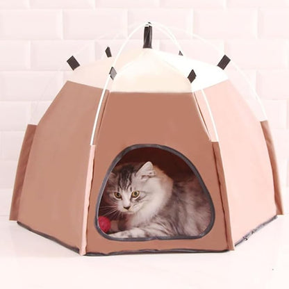 Cute Cat Teepee Cave, Cat Tent Foldable Indoor Outdoor with Thick Mat,Puppy Bed Tent,Bunny Pet Tent Teepee,Portable Dog House Teepee Tent, Cat Bed,Dog Bed Tent,Puppy Bunny,Pet Tent Teepee (C, L)