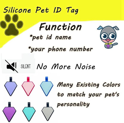 6 Pack Newest Diamond Silent Pet Tags Modifiable Dog Tag,Multiple Emergency Contact,Lightweight,No Jinging,Collar Accessories,Cat ID Tag