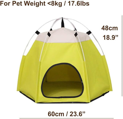 Cute Cat Teepee Cave, Cat Tent Foldable Indoor Outdoor with Thick Mat,Puppy Bed Tent,Bunny Pet Tent Teepee,Portable Dog House Teepee Tent, Cat Bed,Dog Bed Tent,Puppy Bunny,Pet Tent Teepee (F, L)