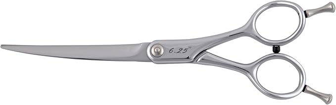 6.25 Contour Curved Shear Pet Dog Grooming Scissors, Patent Grip Design, Easy Adjust, Japanese 440C Tempered Steel, Lightweight, Professional Dog Scissors For Dog Grooming