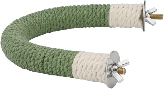 Hypeety Bird Perches Parrot U Shape Natural Wood Hemp Rope Stand Perch Bird Stick Paw Grinding Perch Birdcage Accessories Perch Standing Toy for Budgies Parakeet Cockatiel Conures