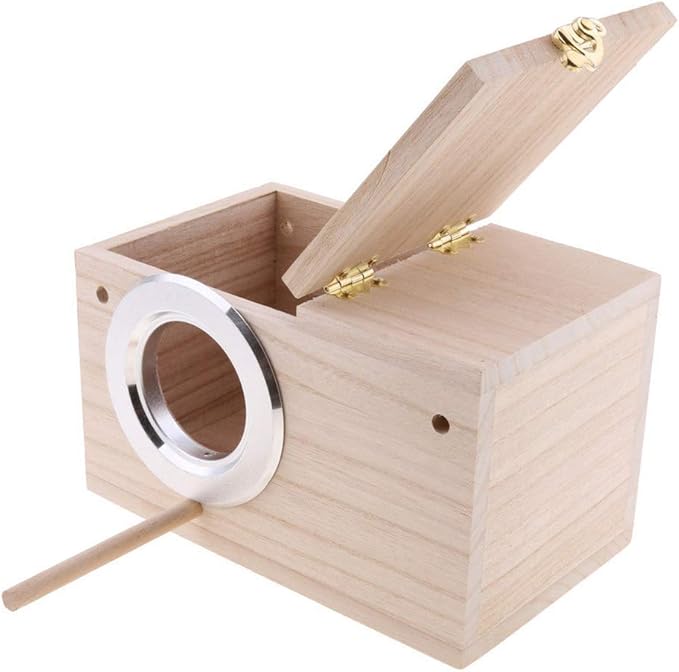PINVNBY Parakeet Nesting Box Bird House for Cage Wood Mating Box Bird Breeding Box for Lovebirds, Cockatoo, Budgie, Finch, Canary Small and Medium Sized Birds (M:7.9 * 4.7 * 4.7 inch)