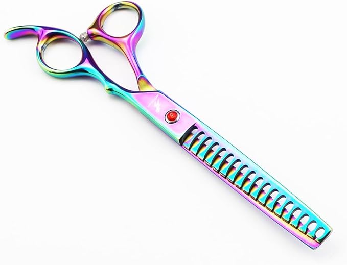 7.0" Dog Scissors Pet Grooming Kit Round-tip Safety Scissors Fishbone Teeth Shears with Forceps Hairdressing Hair Styling Tool Gift Set 5 Pieces (Multicolor)