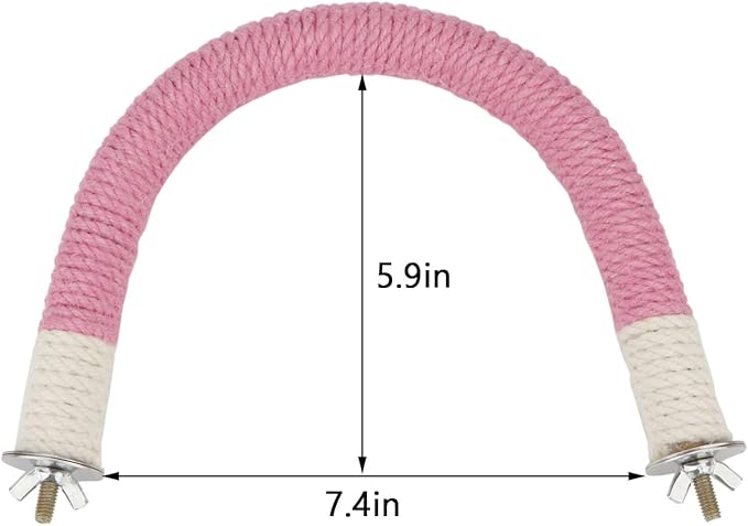 Hypeety Bird Perches Parrot U Shape Natural Wood Hemp Rope Stand Perch Bird Stick Paw Grinding Perch Birdcage Accessories Perch Standing Toy for Budgies Parakeet Cockatiel Conures