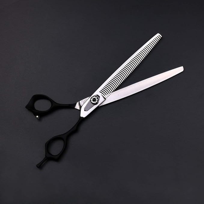 8.0 Inch Black Cutting& Chunker Pet Grooming 440C Stainless Steel Scissors with Comb Dog Hair Cutting and Thinning Shears Kit With Comb Dog Grooming For Pet Groomer 5pcs